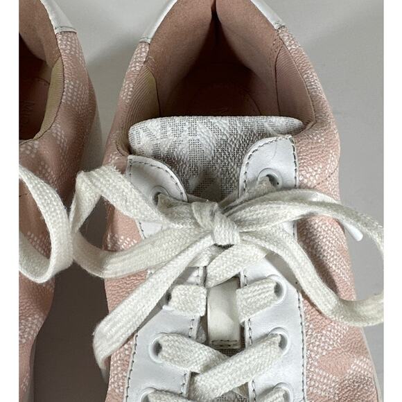 Michael Michael Kors Poppy Lace-Up Sneakers Pink White Size 10 Designer Leather - Picture 7 of 10